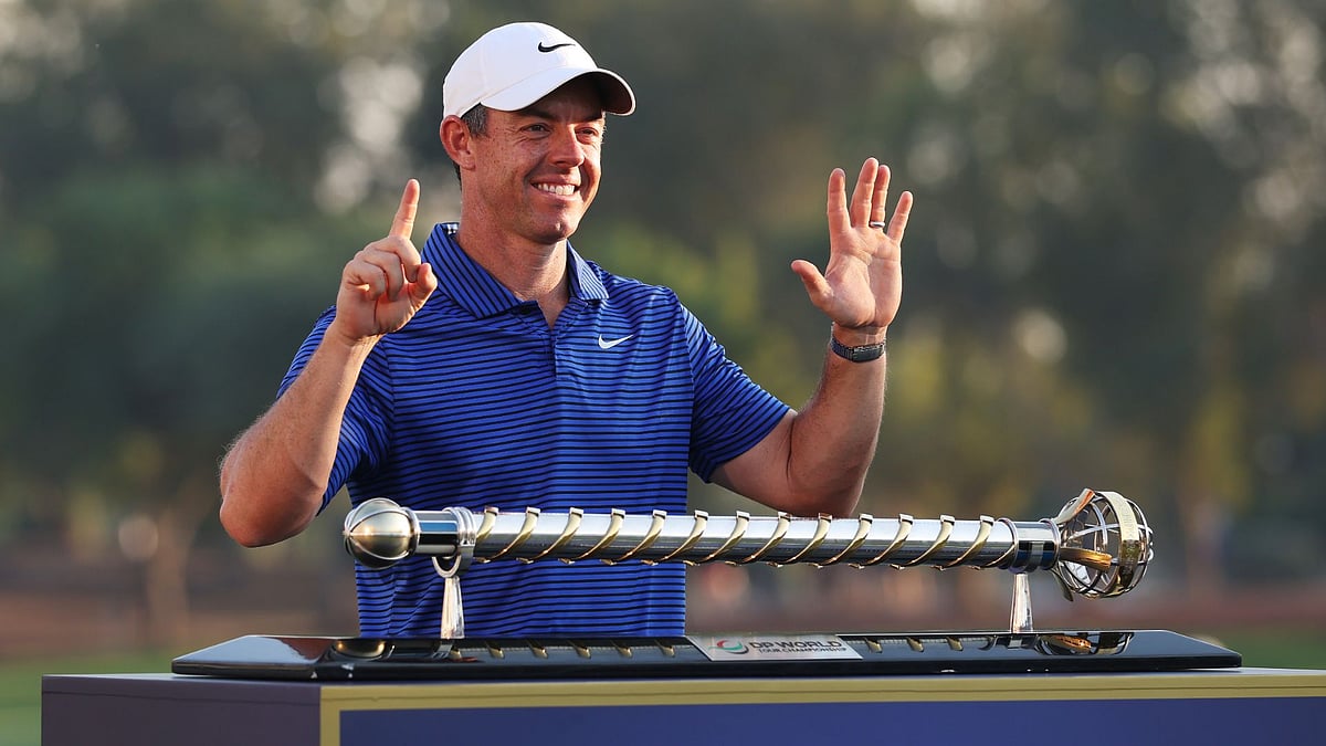 McIlroy celebrates victory in the Race of Dubai