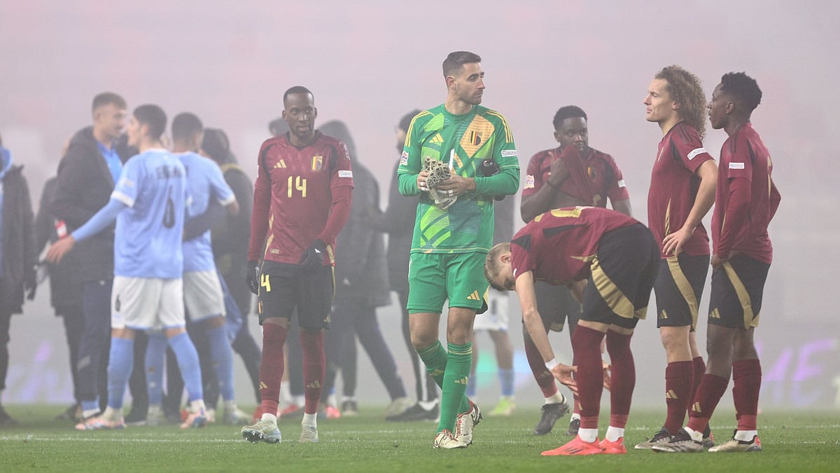 Belgium's players look dejected after losing to Israel