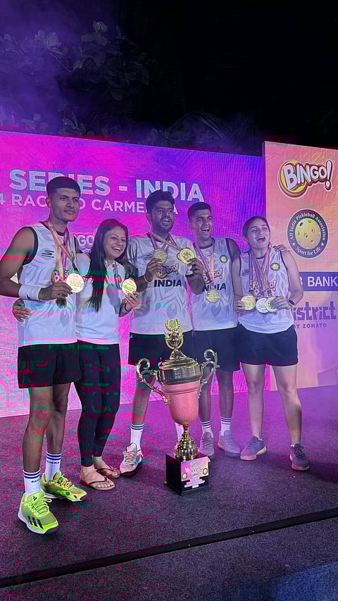 The Indian Pickleball team posing for the cameras.