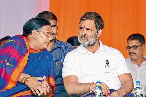 Leader of the Opposition Rahul Gandhi meets women politicians in Godda ahead of the Jharkhand Assembly polls