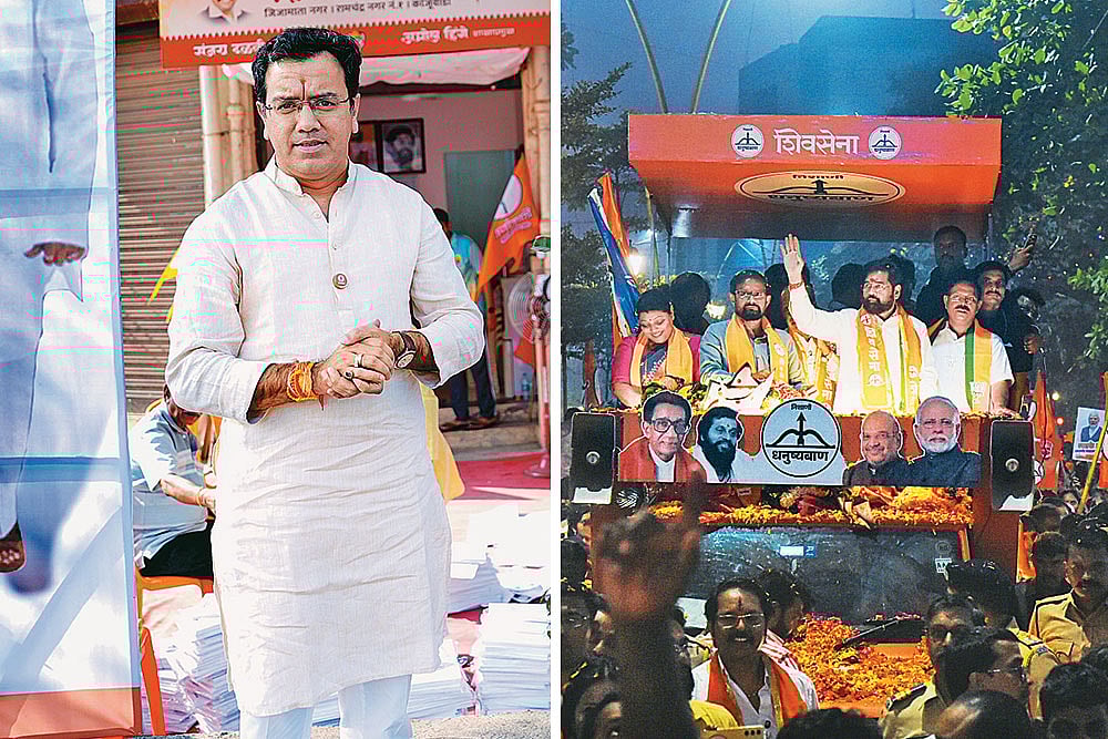| Photos: Dinesh Parab : Tough Challenge: (Left) Shiv Sena (UBT) candidate Kedar Dighe in Thane; (right) Chief Minister Eknath Shinde at a campaign rally in Thane