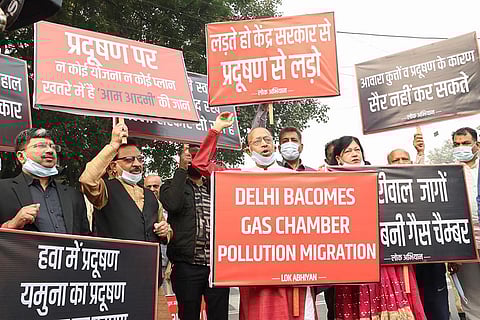 BJP protest over Delhi air pollution