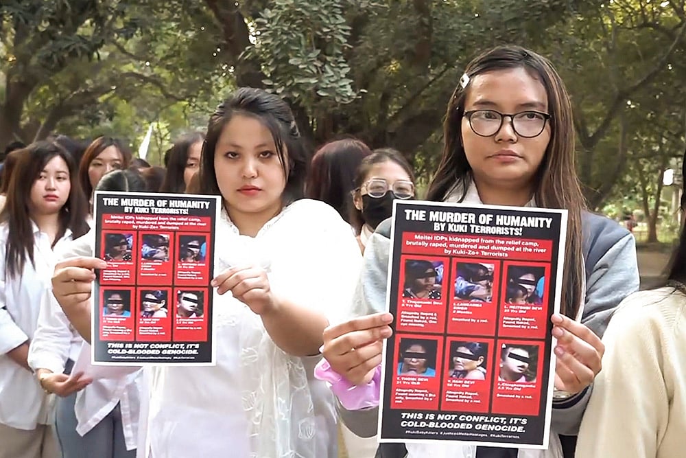 | Photo: PTI : Manipuri students protest in Punjab University