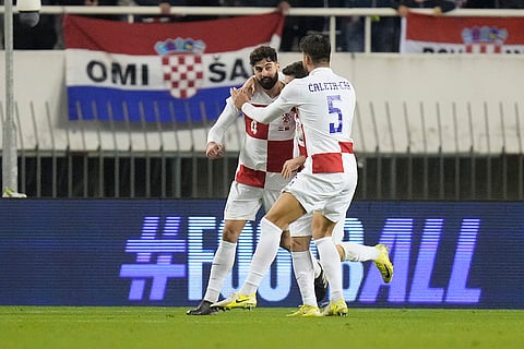 Nations League Soccer: Croatia's Josko Gvardiol celebrates after scoring his side's first goal
