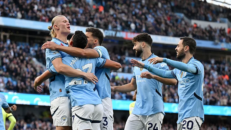 Manchester City's player celebrate - null