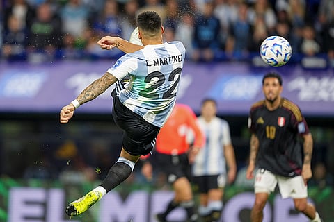 Football World Cup 2026 Qualifiers: Lautaro Martinez scores his side's opening goal against Peru