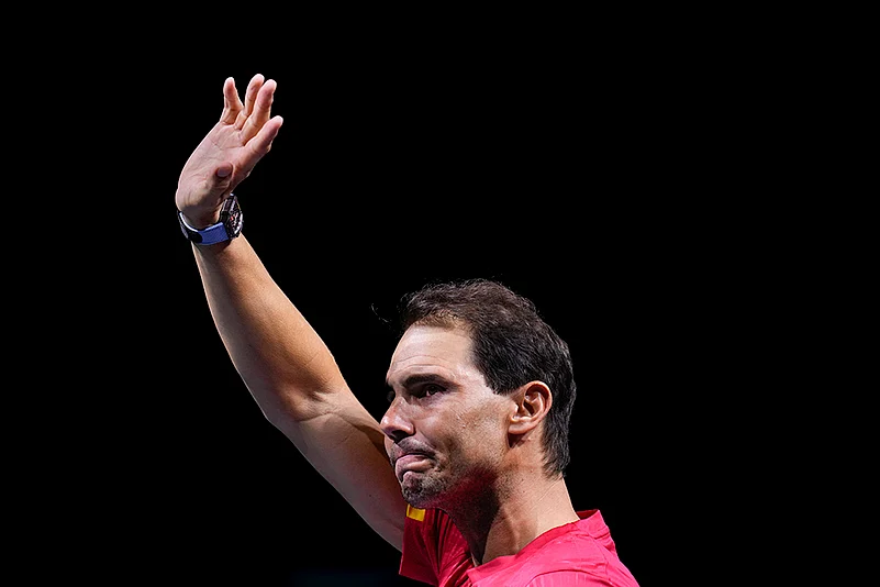 2024 Davis Cup Tennis Finals Rafael Nadal Retires_Nadal waves to the crowd