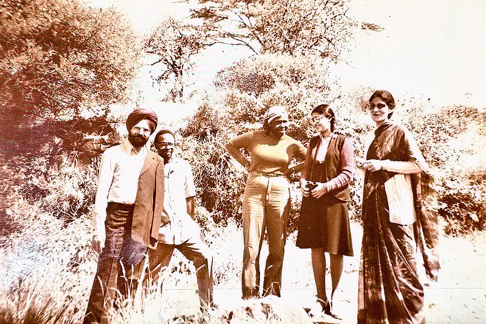 | Courtesy: Rupinder Pannu Brar : Fond Memories: Brar with her parents and their colleagues on a trip to the Ngorongoro crater, Tanzania  