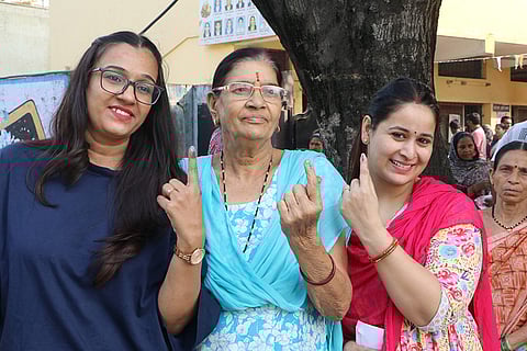 Maha Assembly polls: Voters show their fingers marked with indelible ink