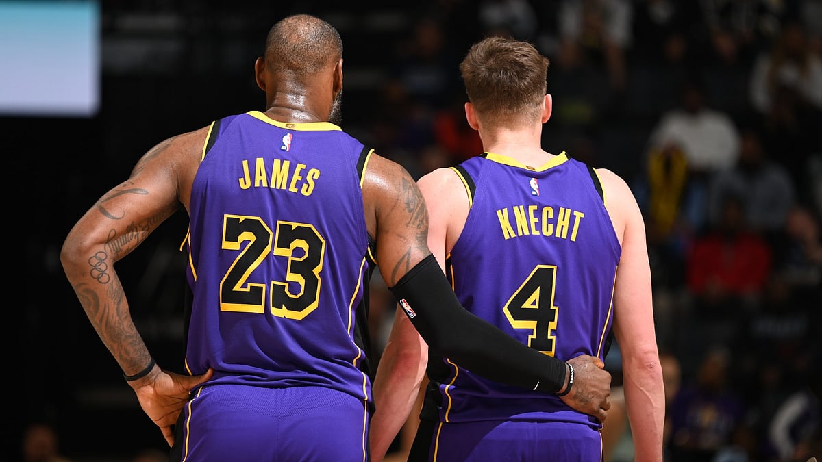 Los Angeles Lakers duo LeBron James and Dalton Knecht - null