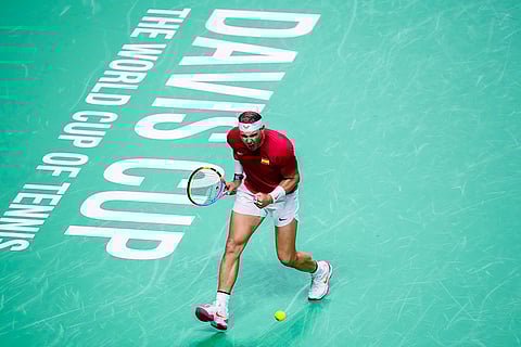 Davis Cup 2024 Finals: Rafael Nadal celebrates a point against Botic Van De Zandschulp
