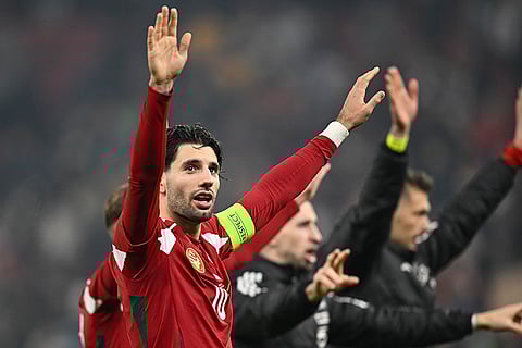 Nations League Soccer: Hungary's Dominik Szoboszlai salutes fans after the match