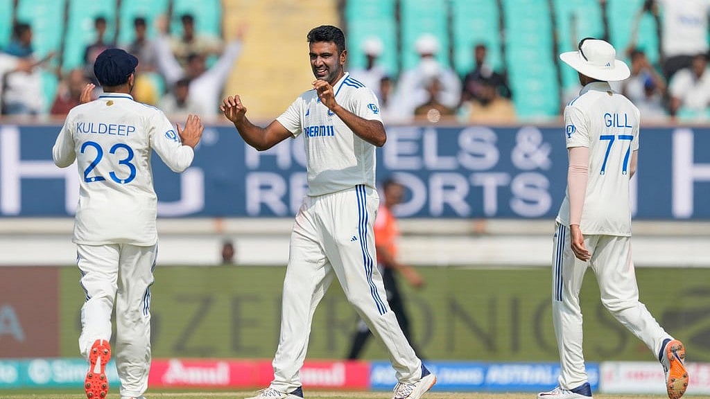 (AP/ Ajit Solanki) : Ravi Ashwin celebrates his 500th wicket
