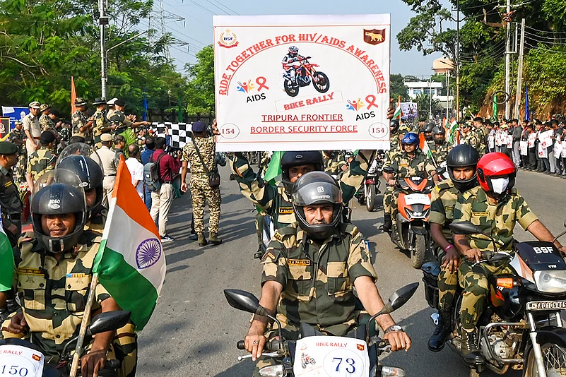 BSFs AIDS awareness bike rally in Agartala