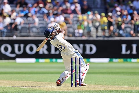 IND Vs AUS 1st Test, Day 1: India's Nitish Kumar Reddy hits a six during play