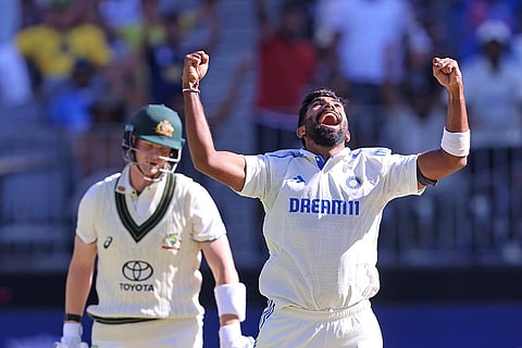 IND Vs AUS 1st Test, Day 1: India's captain Jasprit Bumrah celebrates the wicket of Australia's Steve Smith