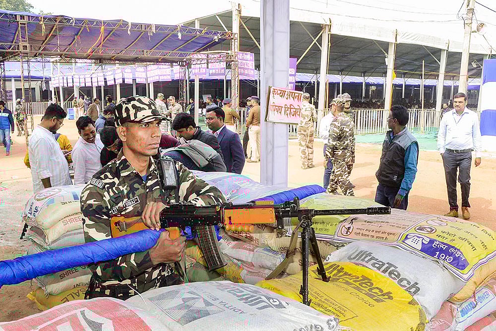 | Photo: PTI : Jharkhand polls: Security outside strong room