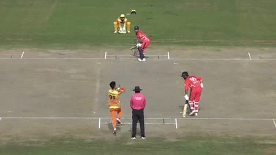 FanCode screengrab : Action from the Bhutan vs Bahrain game at T20 World Cup Asia Qualifier B.