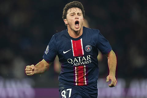 Ligue 1: PSG's Joao Neves celebrates after scoring