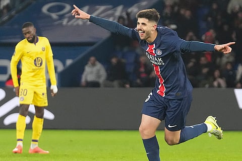 Ligue 1: PSG's Lucas Beraldo celebrates after scoring