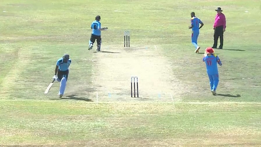 Action from the Eswatini vs Botswana match at T20 World Cup Africa Qualifier C in Lagos, Nigeria. - FanCode screengrab.