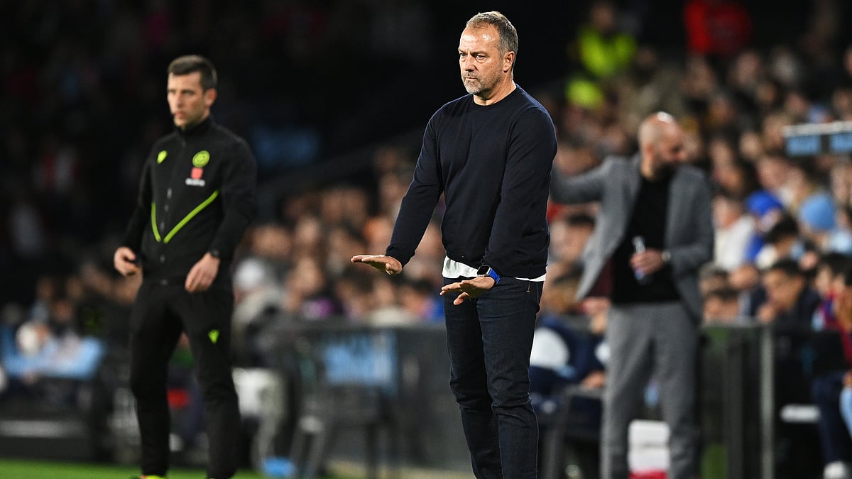 Hansi Flick pictured during Barcelona's draw with Celta Vigo