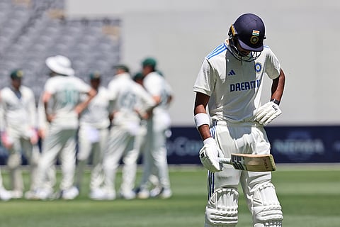 IND Vs AUS 1st Test, Day 3: India's Devdutt Padikkal, right, reacts as he leaves the field after losing his wicket