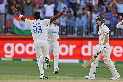 IND Vs AUS 1st Test, Day 3: Australia's Nathan McSweeney, right, leaves the field after losing his wicket