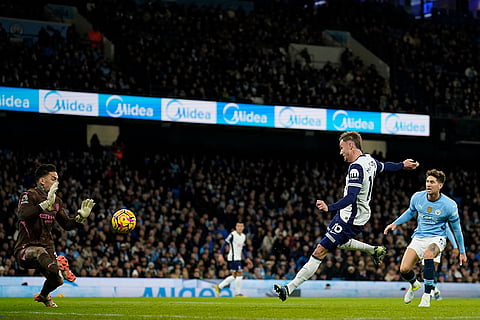 EPL 2024-25: Tottenham's James Maddison, 2nd from right, scores the opening goal