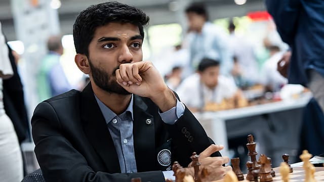 X/FIDE_chess : File photo of Indian grandmaster D Gukesh at the 45th Chess Olympiad 2024.
