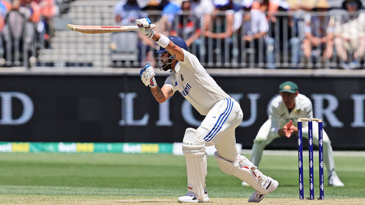 India's Virat Kohli bats on the third day of the first cricket test between Australia and India in Perth. - AP Photo/Trevor Collens