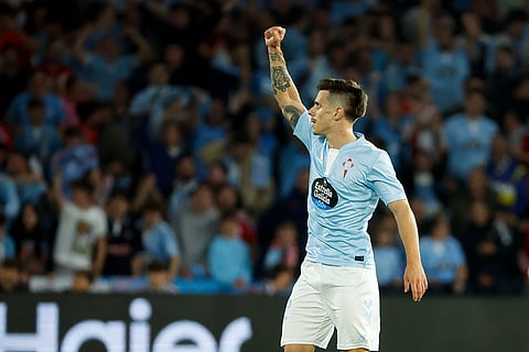 La Liga: Celta's Alfon celebrates scoring his side's first goal