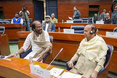 DMK leaders Tiruchi Siva and TR Baalu