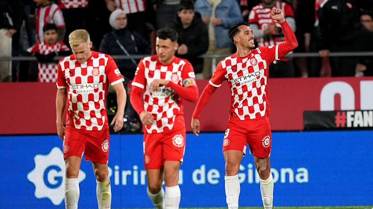 Girona celebrate during their big win against Espanyol - null