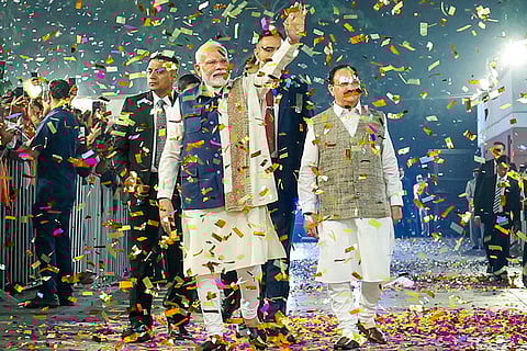 Poll Results: Celebrations at BJP HQ in Delhi