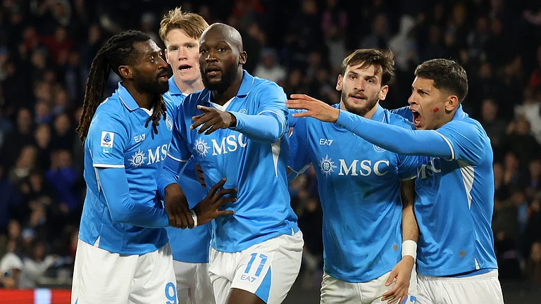 Romelu Lukaku leads the Napoli celebrations - null