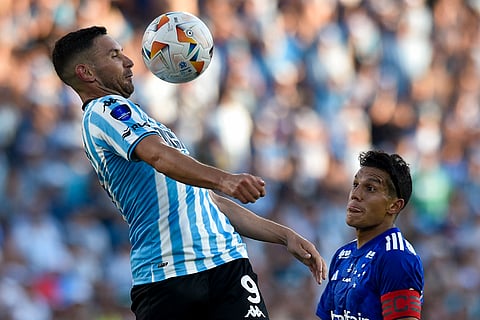 Copa Sudamericana 2024 Final: Adrian Martinez of Argentina's Racing Club goes for a header