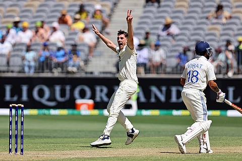IND Vs AUS 1st Test, Day 3: Australia's captain Pat Cummins, left, appeals successfully for the wicket of India's Dhruv Jurel