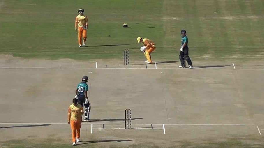 FanCode screengrab : Action from the Bhutan vs Thailand, T20 World Cup Asia Qualifier B match in Doha. 