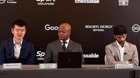 Ding Liren and D Gukesh in post match press conference.