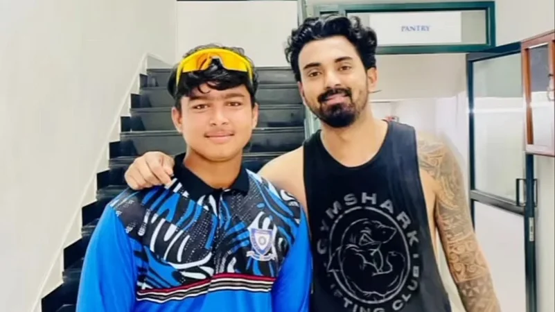 File photo of Vaibhav Suryavanshi with India batter KL Rahul.