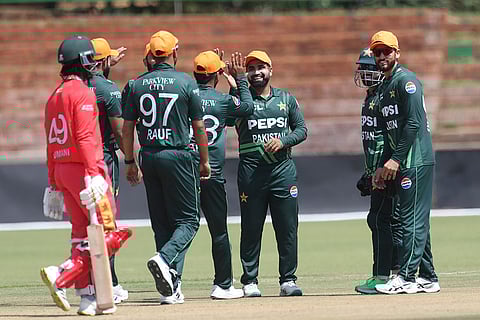 ZIM vs PAK 2nd ODI: Zimbabwe's Tadiwanashe Marumani, left, leaves the field