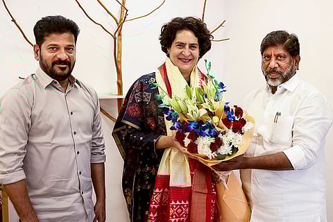 Priyanka Gandhi with Revanth Reddy