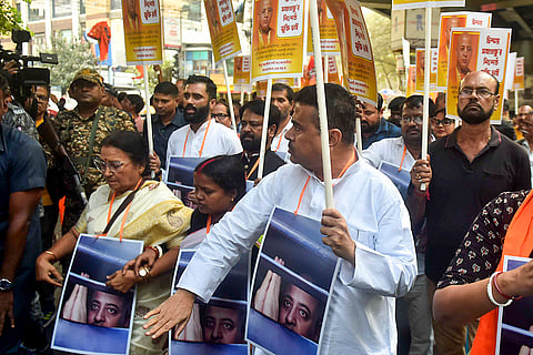 Protest demanding release of Chinmoy Krishna Das