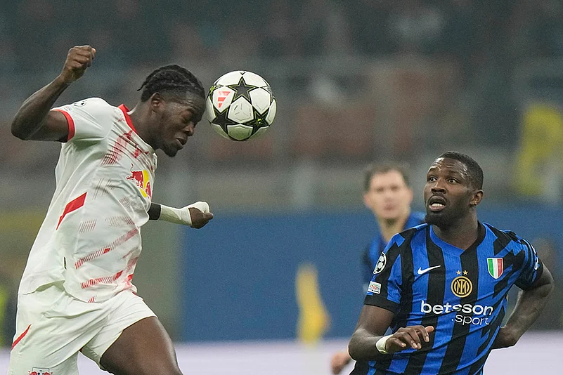 UEFA Champions League soccer Inter Milan vs Leipzig football gallery: Castello Lukeba