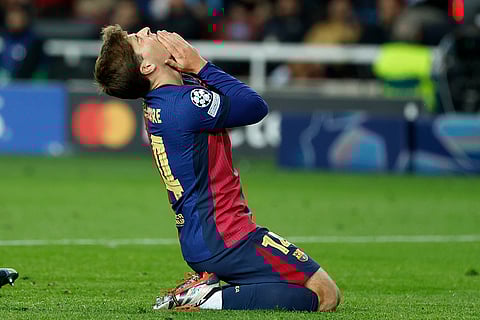 UEFA Champions League: Barcelona's Pablo Torre reacts