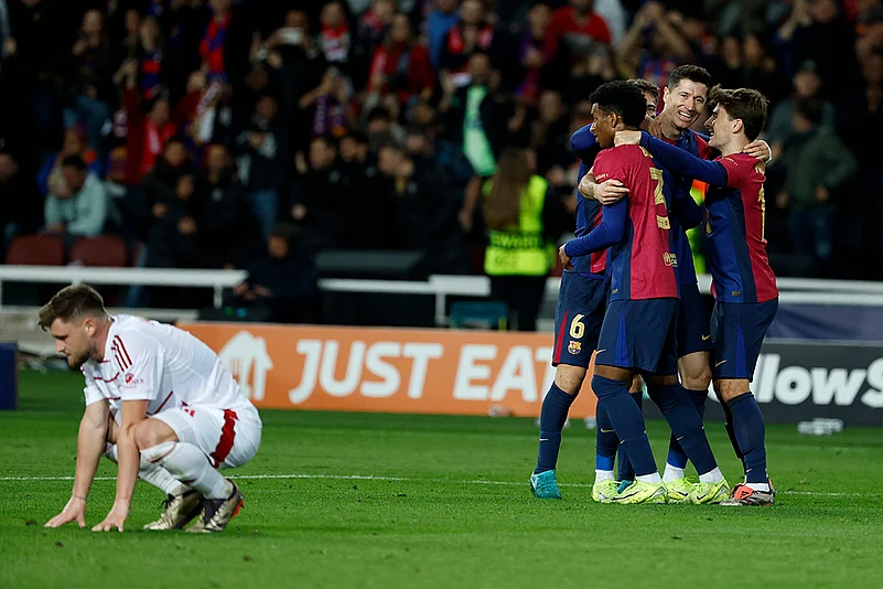 UEFA Champions League soccer Barcelona and Brest football gallery: Robert Lewandowski