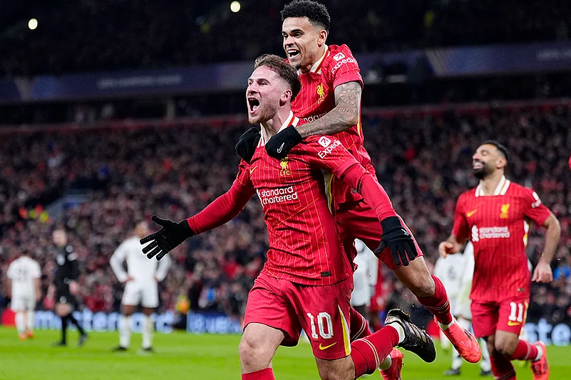 2024-25 UEFA Champions League soccer Liverpool Vs Real Madrid football gallery: Alexis Mac Allister