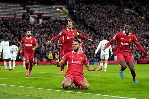 Champions League 2024-25: Liverpool's Cody Gakpo celebrates after scoring his side's second goal