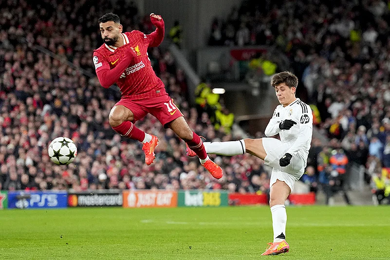 2024-25 UEFA Champions League soccer Liverpool Vs Real Madrid football gallery: Mohamed Salah